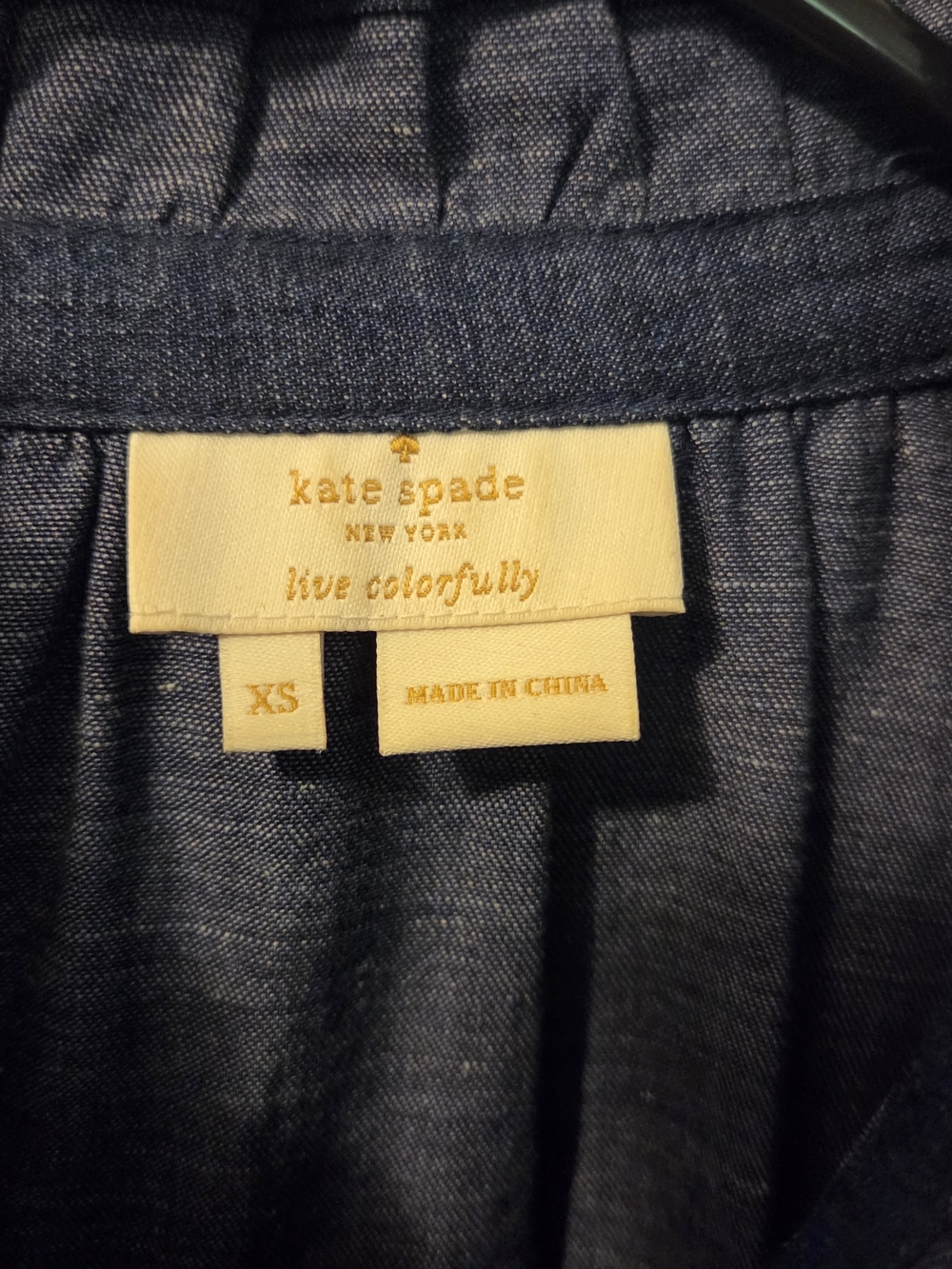 kate spade Dark Denim Button-Front Blouse - Picture 3 of 10